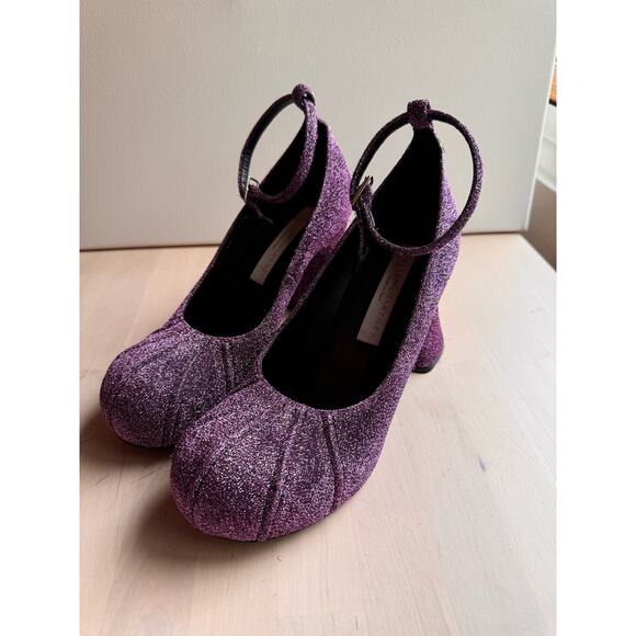 STELLA MCCARTNEY purple Groove Shimmer Dressy Ankle Strap size 36.5/US 6.5 - Picture 5 of 14